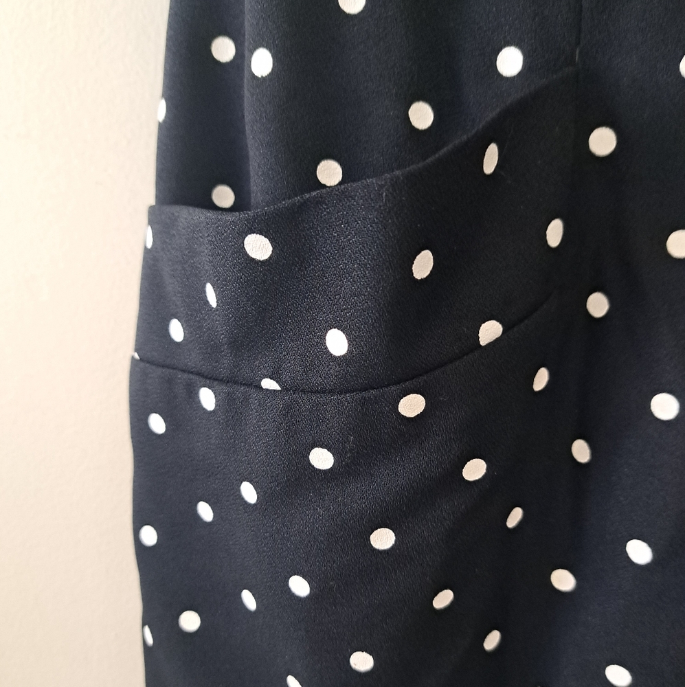 Vintage Black and White Polka-dot Dress with Pockets - Picture 3 of 8